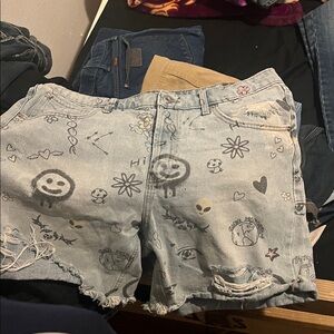 Polo by Ralph Lauren Light Blue Jean Shorts with Graphic Designs